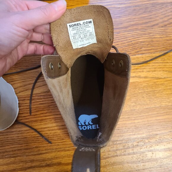 Sorel Hi-Line Heel Lace Up Boots Women's Sz 8.5 Umber Ceramic Suede / Nubuck - Picture 5 of 9